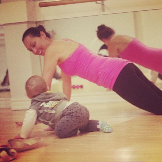 My partner in crime showing baby Maxi some barre moves